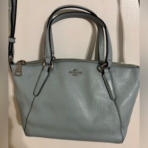 Coach Mini Kelsey Blue/Grey Pebbled Leather Satchel/Crossbody bag